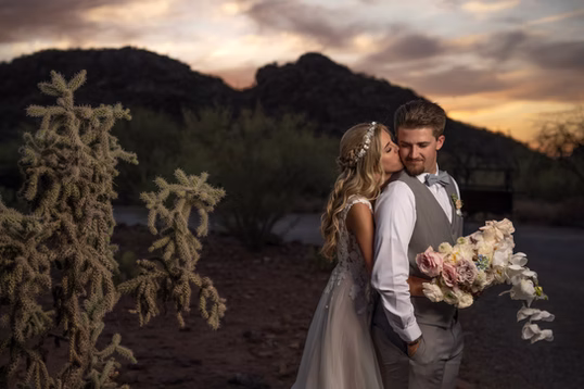 Couple at golden hour in the desert