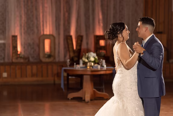 First dance beside the LOVE marquee