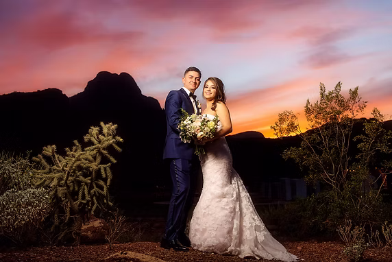 Portrait under a blazing desert sunset