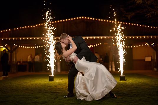 First dance between cold spark fountains